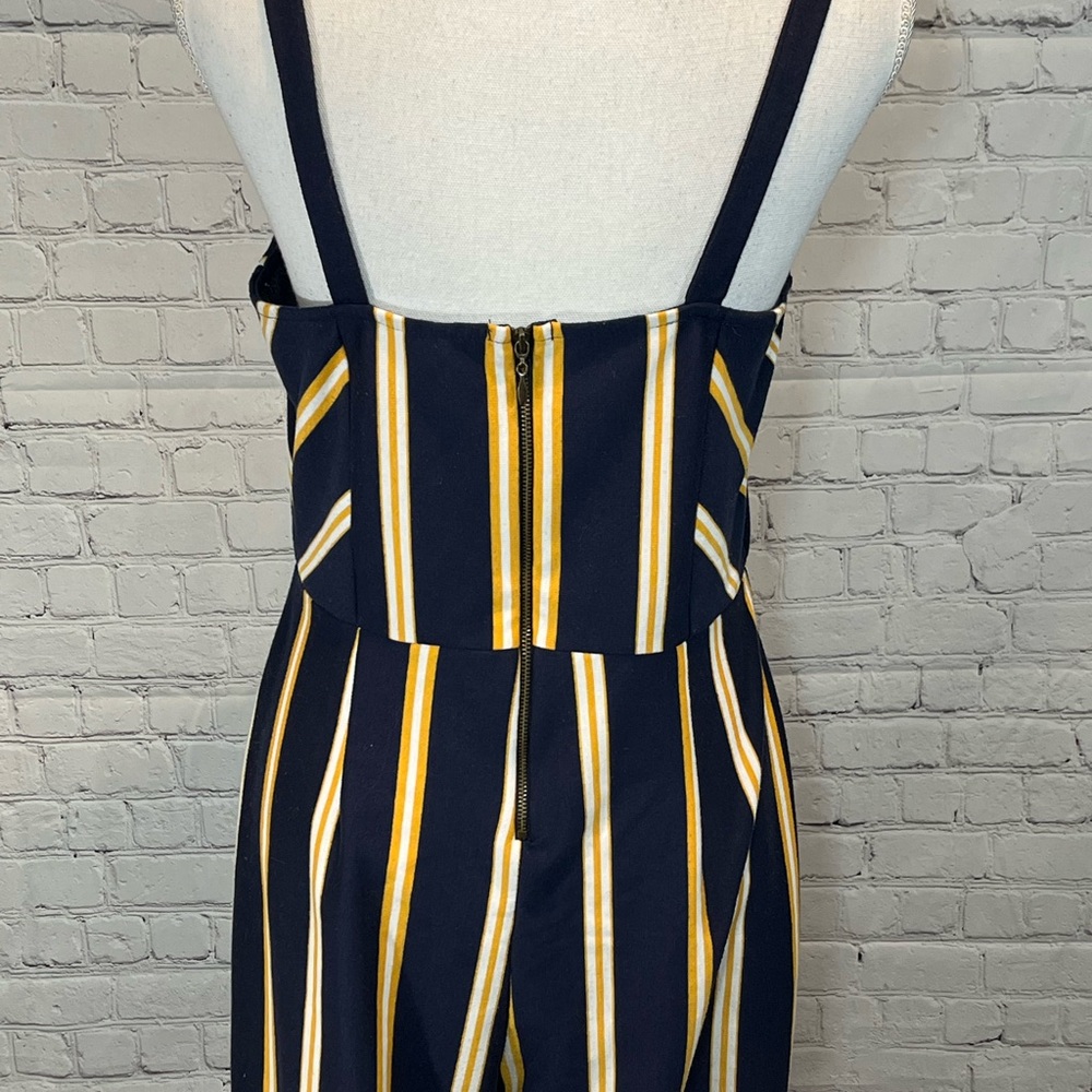 XHILARATION Navy Blue Jumpsuit with Yellow & White Stripes-Medium - Picture 4 of 4